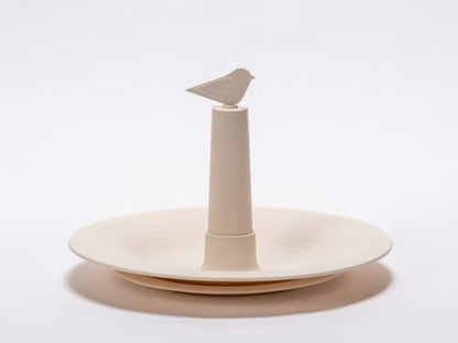 Fuglebad og Foderbræt 32x32 cm Beige