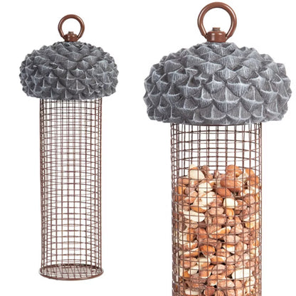 Fuglefoderautomat Hængende 10x27 cm Sølv Metal