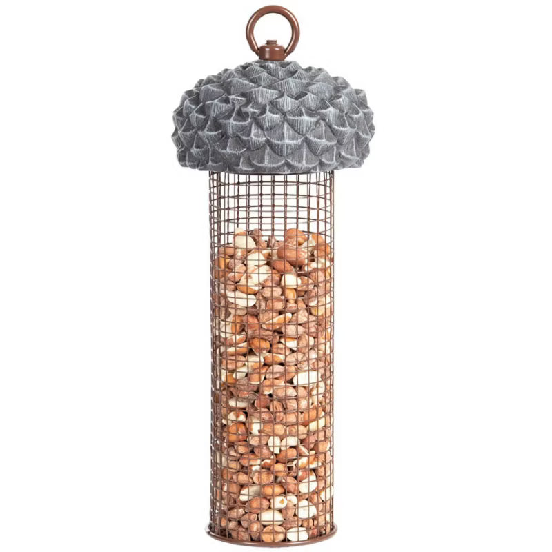 Fuglefoderautomat Hængende 10x27 cm Sølv Metal