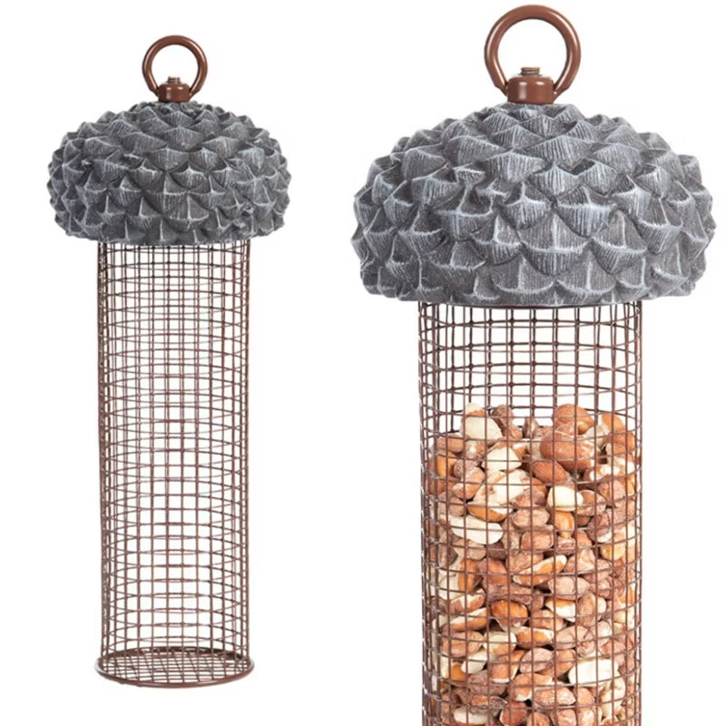 Fuglefoderautomat Hængende 10x27 cm Sølv Metal