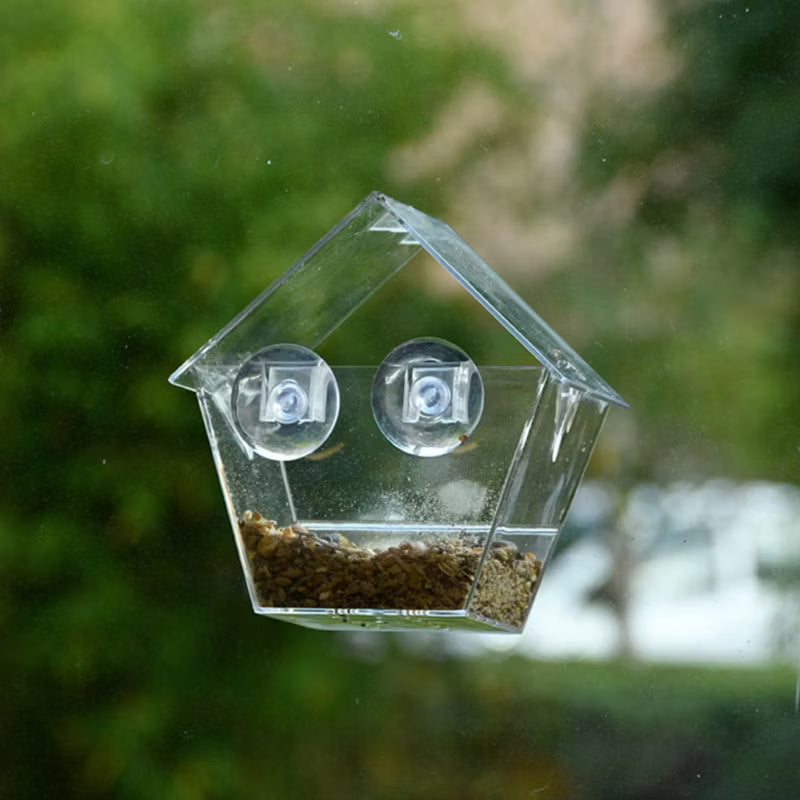 Fuglefoderbræt til Vindue 14x15x9 cm Transparent