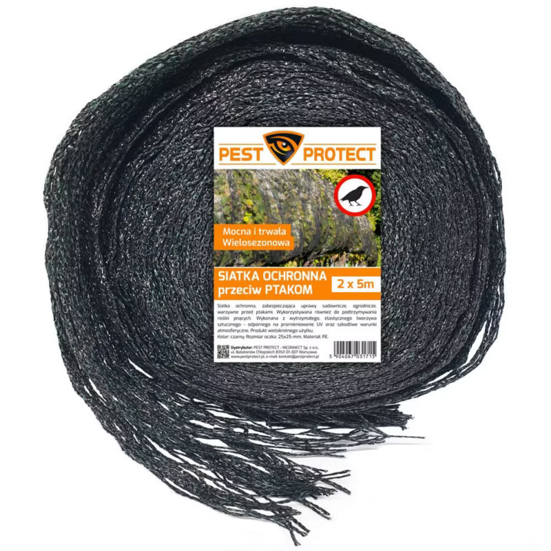 Fuglenet 2x5 m Flettet Sort