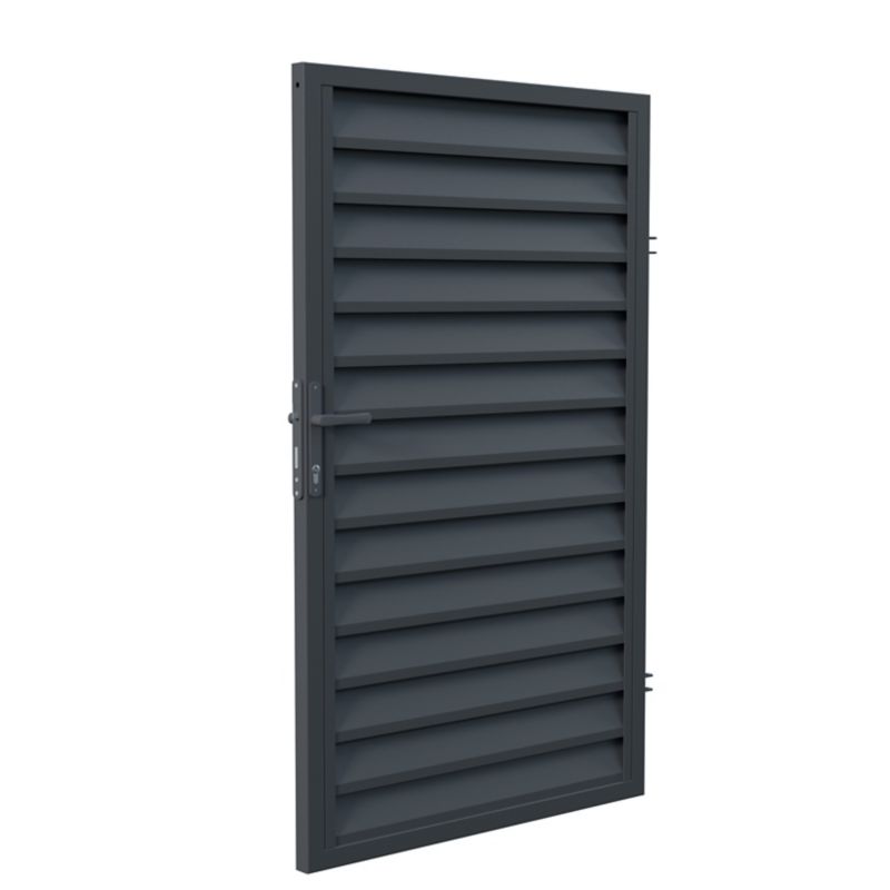Fodport med lås Polargos Imperial 90 x 150 cm, galvaniseret, antracit, højre