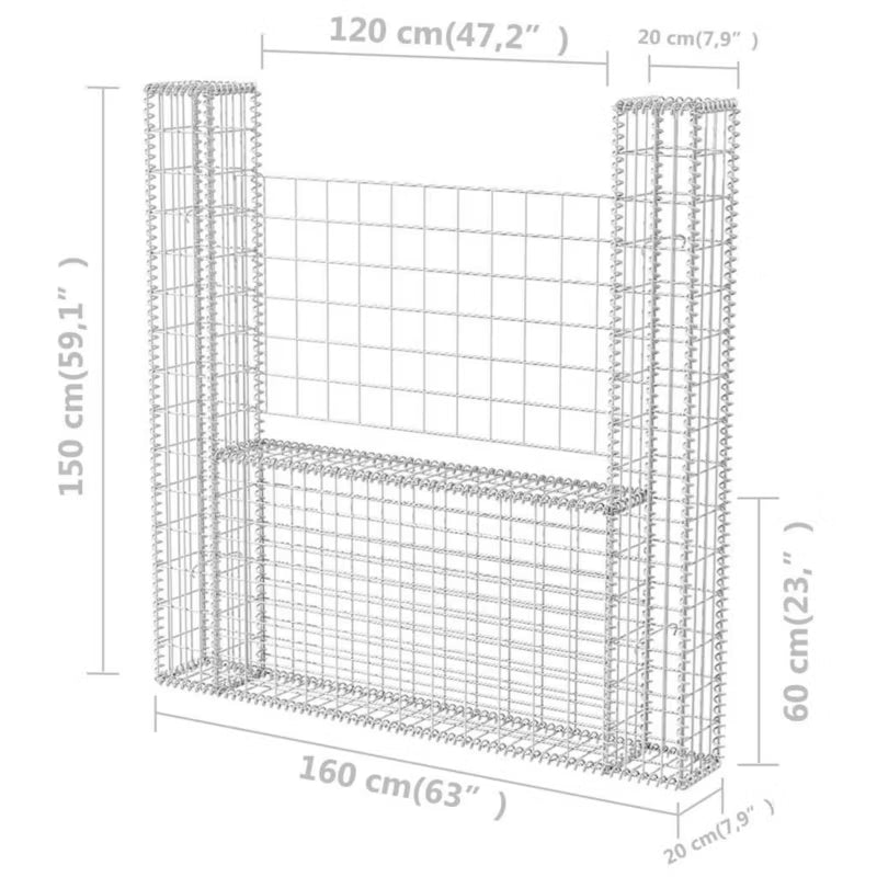 Gabion 160x20x150 cm Galvaniseret Stål