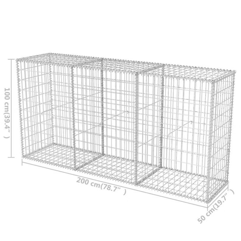 Gabion 200x50x100 cm Galvaniseret Stål