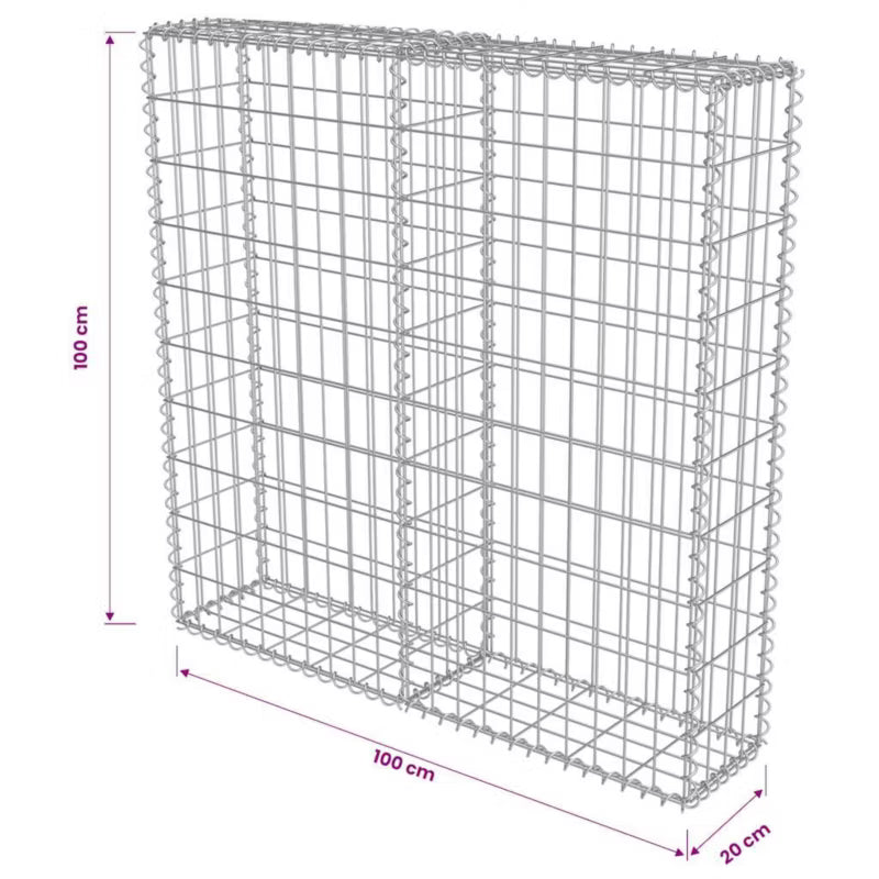 Gabionhegn 100x20x100 cm Galvaniseret Stål