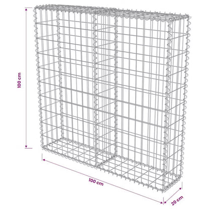 Gabionhegn 100x20x100 cm Galvaniseret Stål