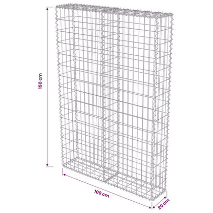Gabionhegn 100x20x150 cm Galvaniseret Stål