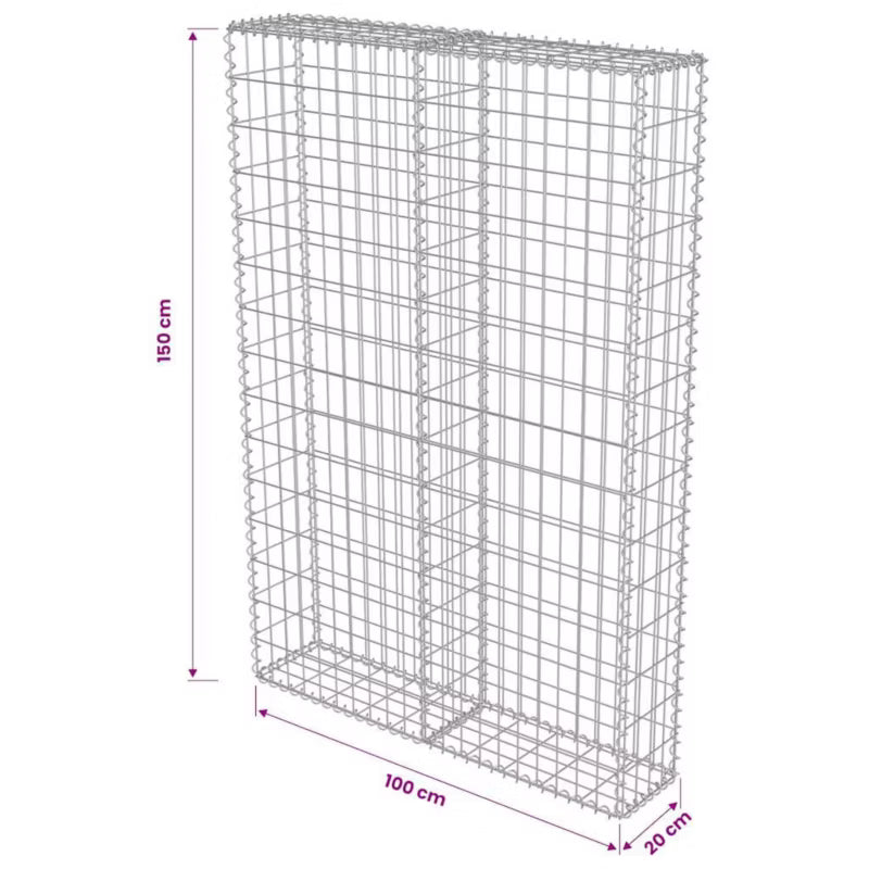 Gabionhegn 100x20x150 cm Galvaniseret Stål