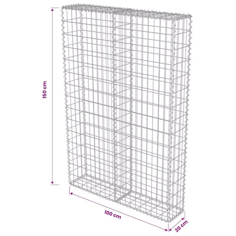 Gabionhegn 100x20x150 cm Galvaniseret Stål
