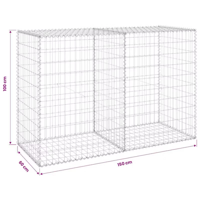 Gabionhegn 150x60x100 cm Galvaniseret Stål