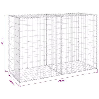 Gabionhegn 150x60x100 cm Galvaniseret Stål
