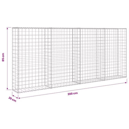 Gabionhegn 200x20x85 cm Galvaniseret Stål