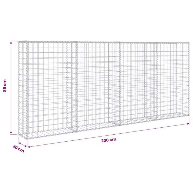 Gabionhegn 200x20x85 cm Galvaniseret Stål