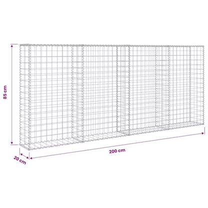 Gabionhegn 200x20x85 cm Galvaniseret Stål