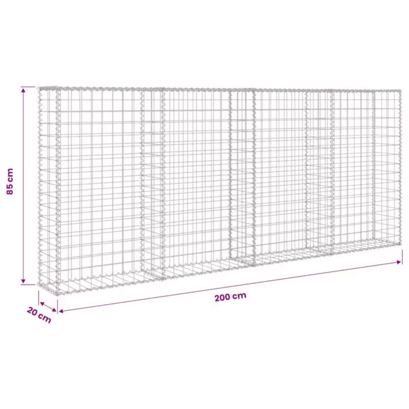 Gabionhegn 200x20x85 cm Galvaniseret Stål