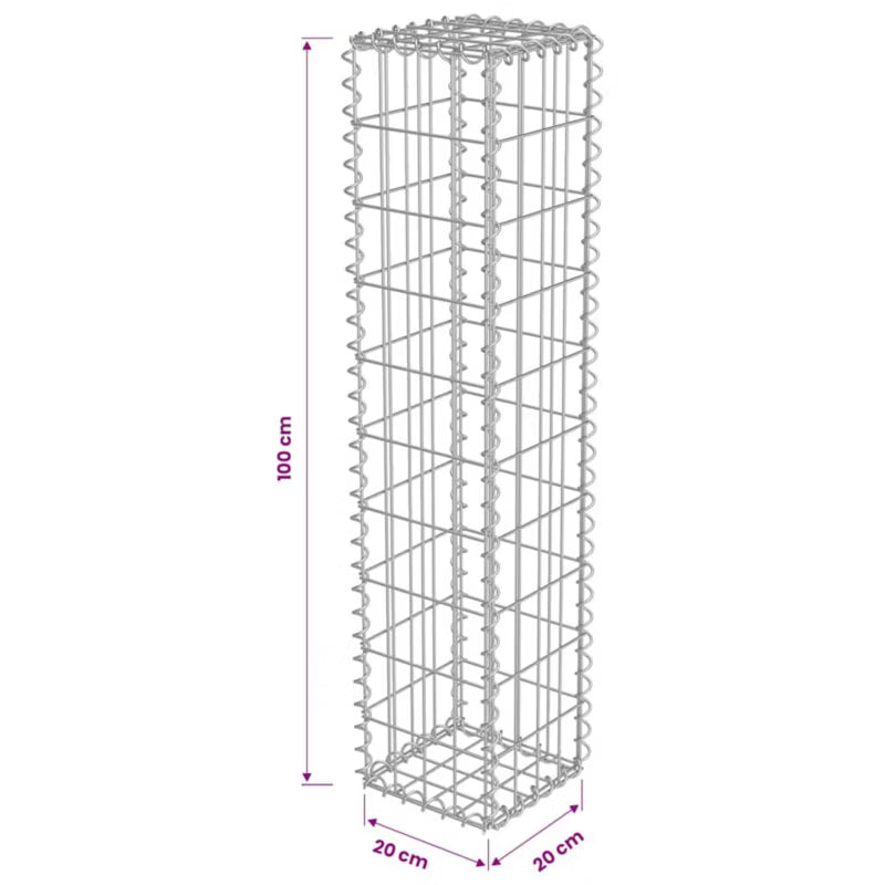 Gabionhegn 20x20x100 cm Galvaniseret Stål