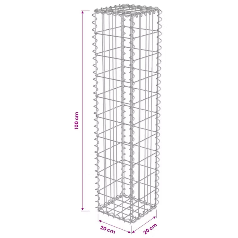 Gabionhegn 20x20x100 cm Galvaniseret Stål