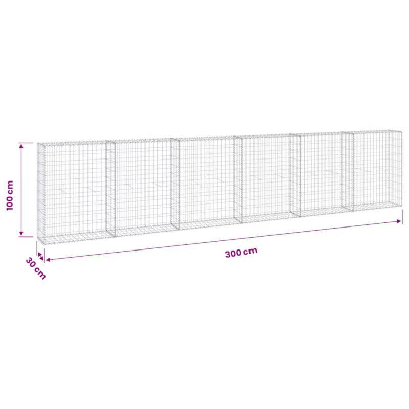 Gabionhegn 300x30x100 cm Galvaniseret Stål