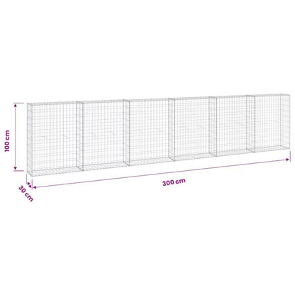 Gabionhegn 300x30x100 cm Galvaniseret Stål