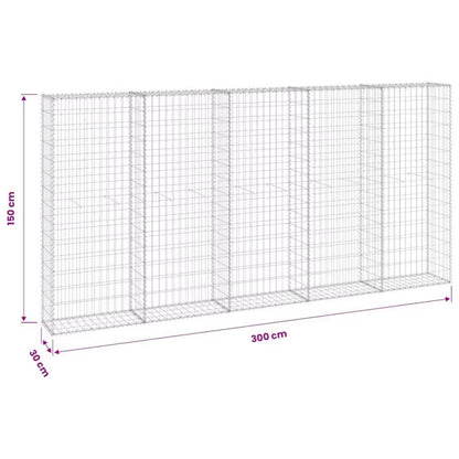 Gabionhegn 300x30x150 cm Galvaniseret Stål 2 Stk