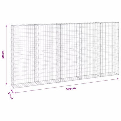Gabionhegn 300x30x150 cm Galvaniseret Stål 2 Stk