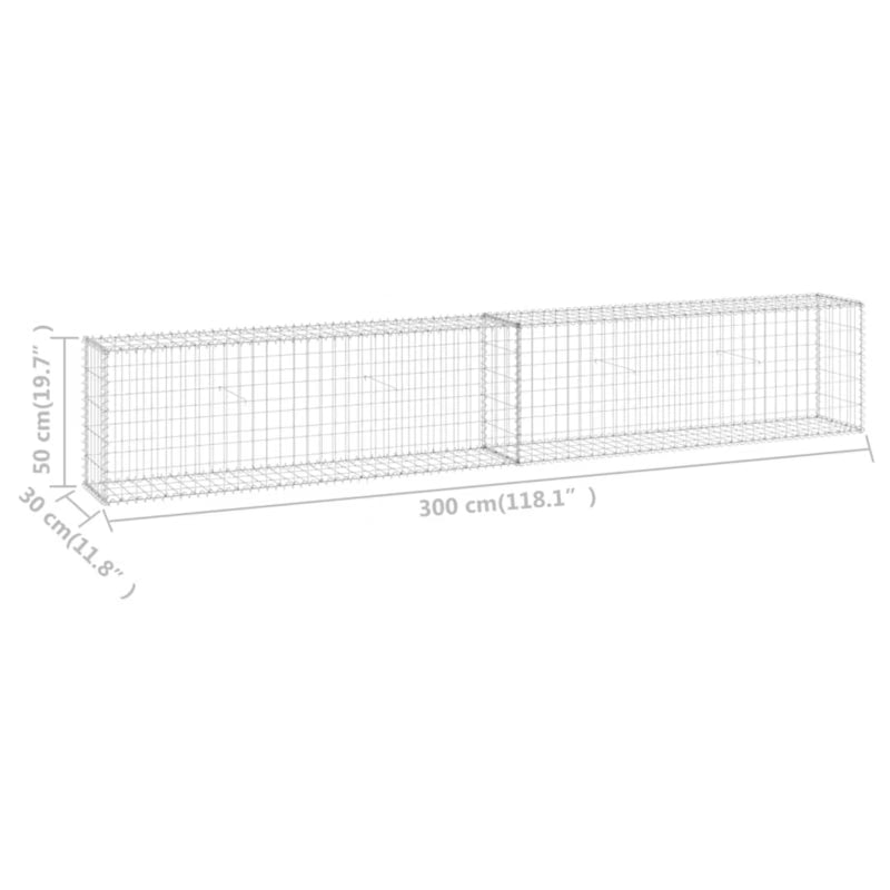 Gabionhegn 300x30x50 cm Galvaniseret Stål