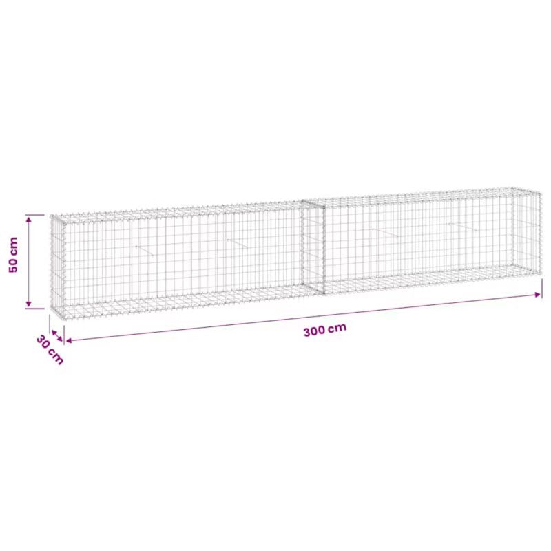 Gabionhegn 300x30x50 cm Galvaniseret Stål