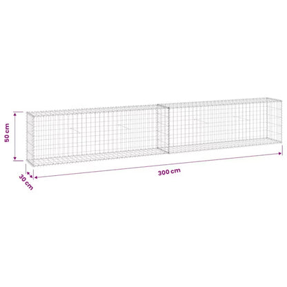 Gabionhegn 300x30x50 cm Galvaniseret Stål