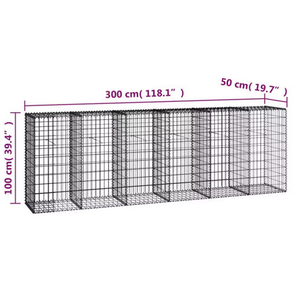 Gabionhegn 300x50x100 cm Galvaniseret Stål 2 stk.