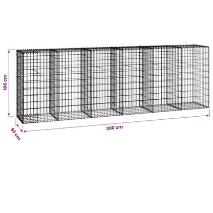 Gabionhegn 300x50x100 cm Galvaniseret Stål 2 stk.