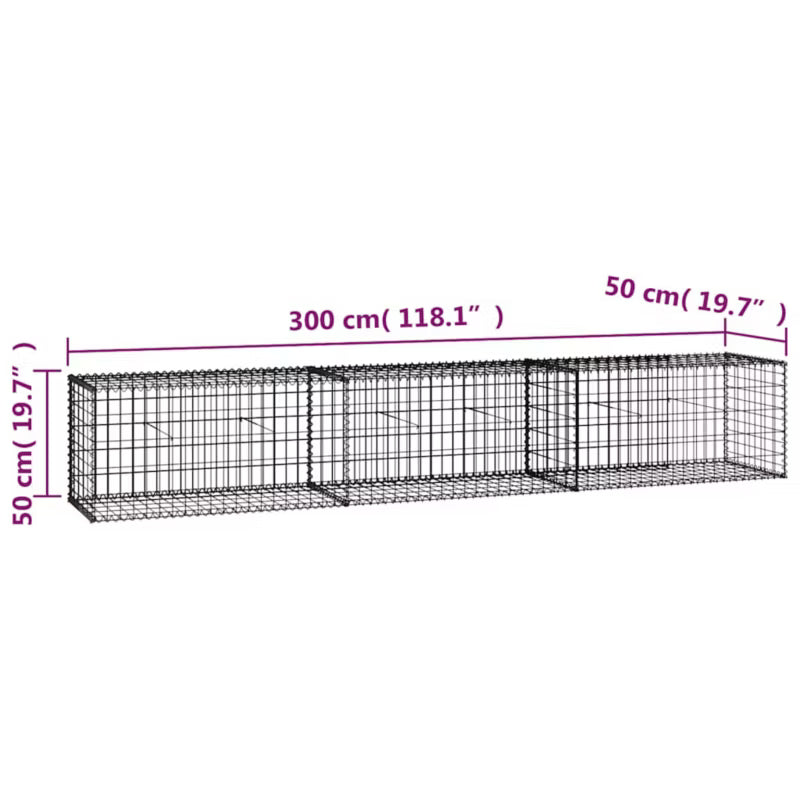 Gabionhegn 300x50x50 cm Galvaniseret Stål
