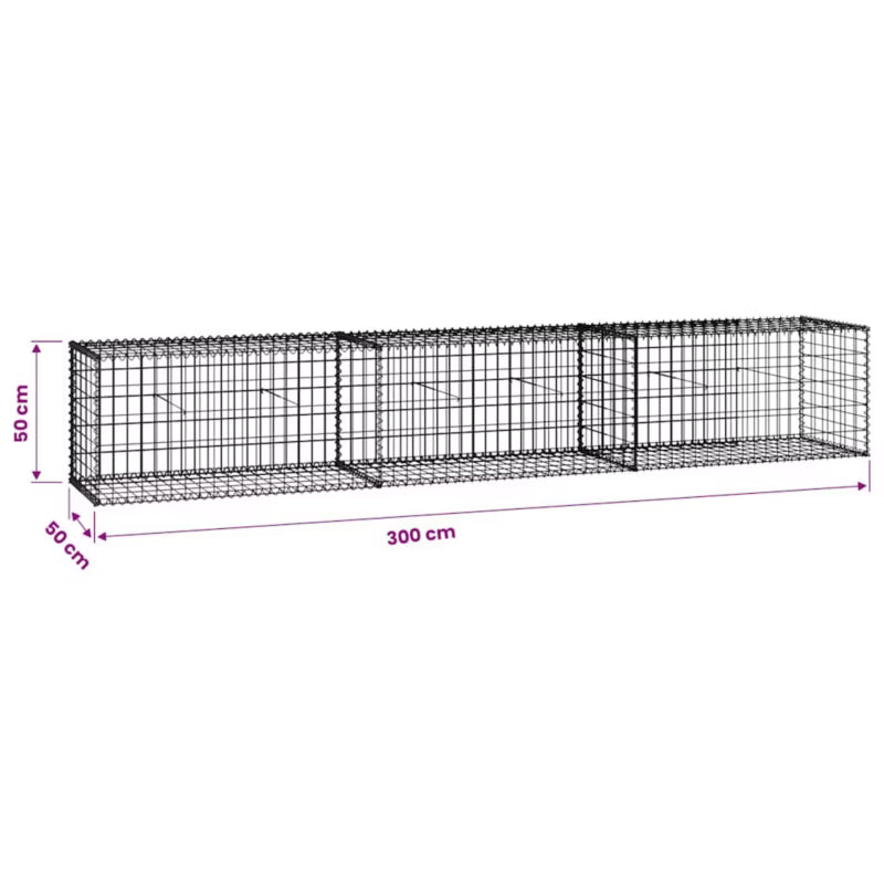 Gabionhegn 300x50x50 cm Galvaniseret Stål