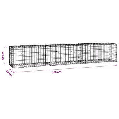Gabionhegn 300x50x50 cm Galvaniseret Stål