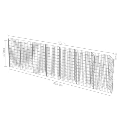 Gabionhegn 450x30x100 cm Galvaniseret Stål 2 Stk