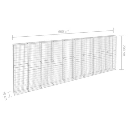 Gabionhegn 600x30x200 cm Galvaniseret Stål 3 Stk