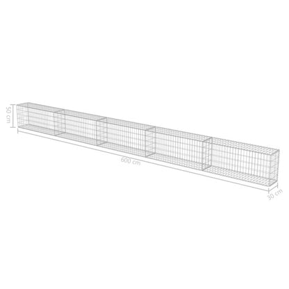 Gabionhegn 600x30x50 cm Galvaniseret Stål