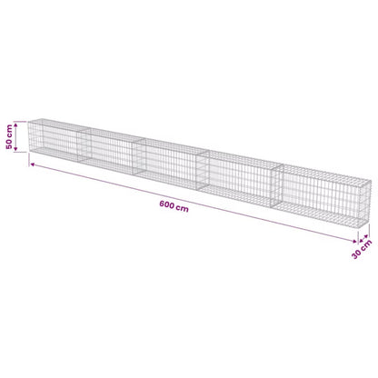 Gabionhegn 600x30x50 cm Galvaniseret Stål