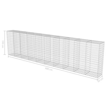 Gabionhegn 600x50x150 cm Galvaniseret Stål 3 Stk