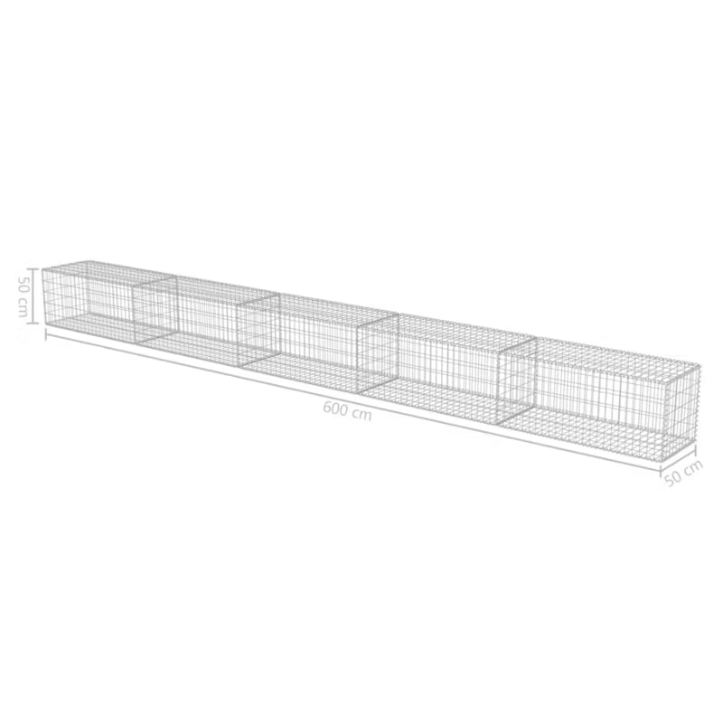Gabionhegn 600x50x50 cm Galvaniseret Stål 2 stk