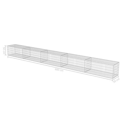 Gabionhegn 600x50x50 cm Galvaniseret Stål 2 stk