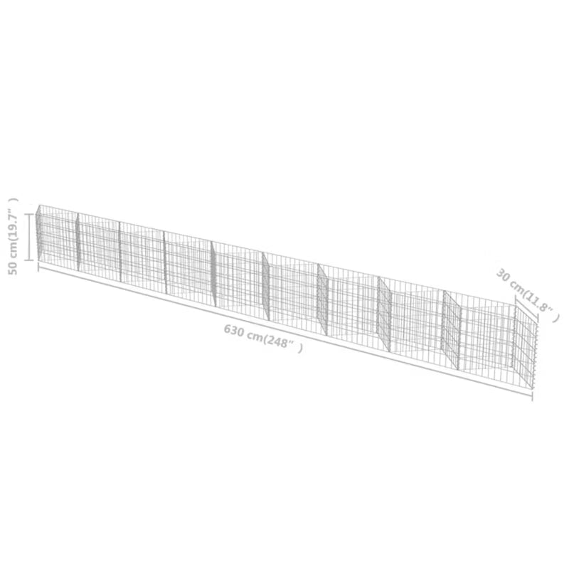 Gabionhegn 630x30x50 cm Galvaniseret Stål