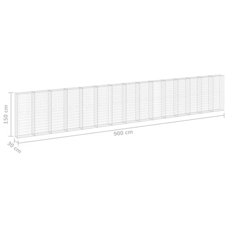 Gabionhegn 900x30x150 cm Galvaniseret Stål 4 Stk
