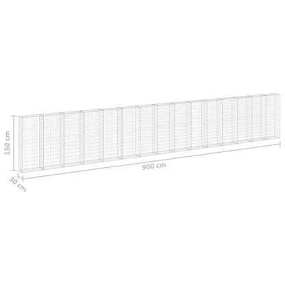 Gabionhegn 900x30x150 cm Galvaniseret Stål 4 Stk