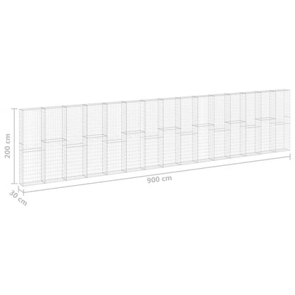Gabionhegn 900x30x200 cm Galvaniseret Stål 5 Stk