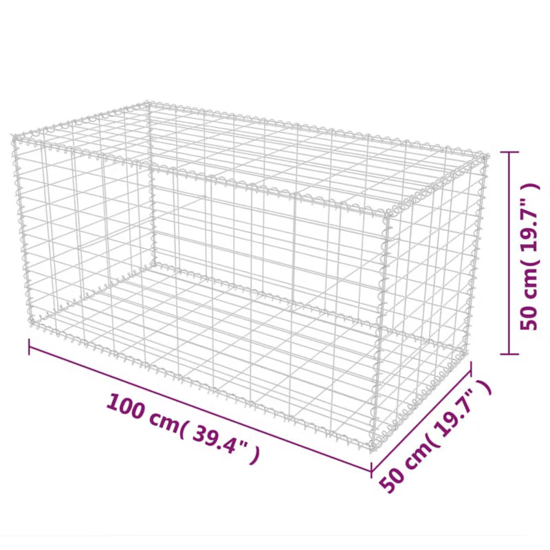 Gabionkurv 100x50x50 cm Galvaniseret Stål