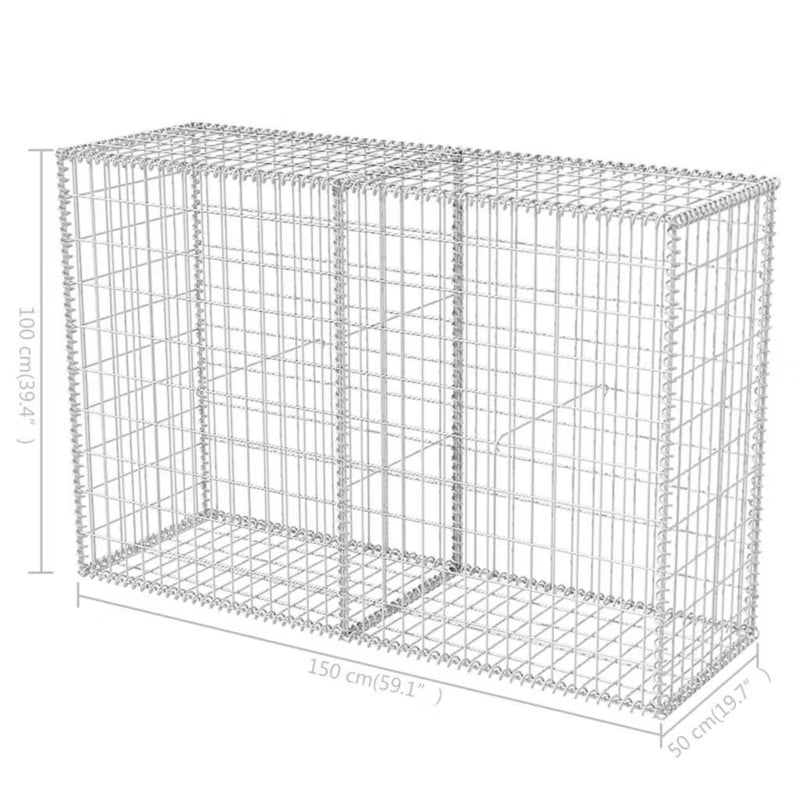 Gabionkurv 150x50x100 cm Galvaniseret Stål