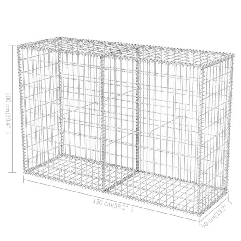 Gabionkurv 150x50x100 cm Galvaniseret Stål