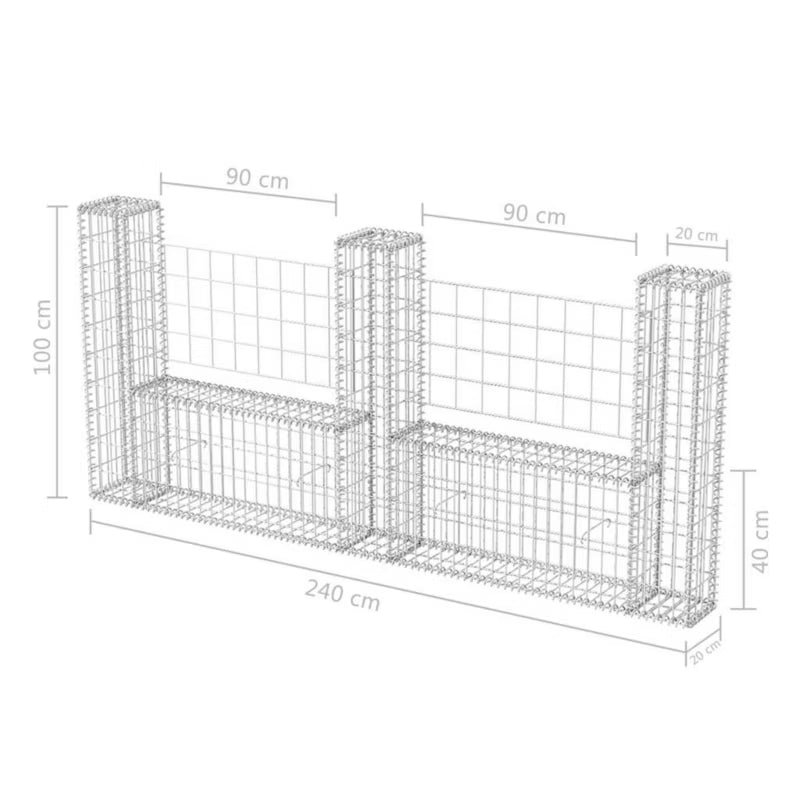 Gabionkurv 240x20x100 cm Galvaniseret Stål