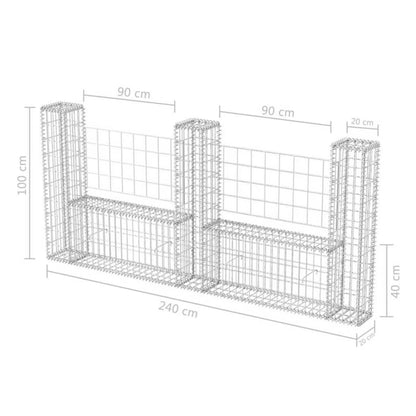 Gabionkurv 240x20x100 cm Galvaniseret Stål